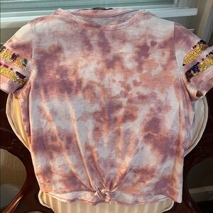 SO Pink Tie Front Short Sleeve Tee